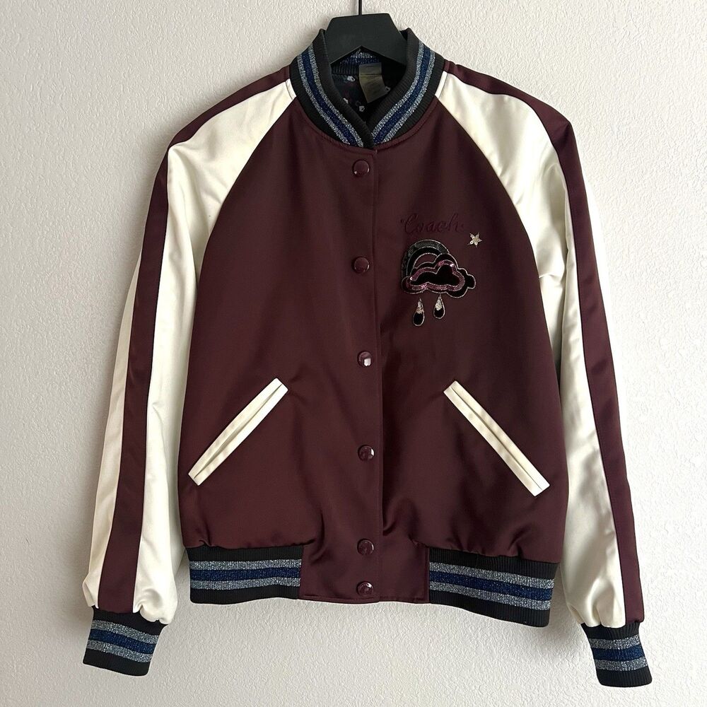 Coach Women’s Reversible Cloud Souvenir Bomber Jacket Size S